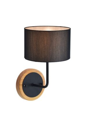 ΕΠΙΤΟΙΧΙΟ Φ/Σ 1ΧΕ27 ΜΑΥΡΟ ΜΕΤΑΛΛ./ΑΜΠΑΖΟΥΡ+ΞΥΛΟ 22X18ΧΗ31CM YASMINE