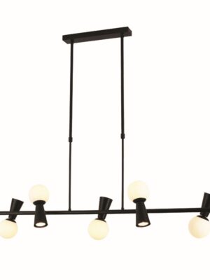 ΚΡΕΜΑΣΤΟ Φ/Σ 5xG9+5xGU10 KIMOLOS ΜΑΥΡΟ ΜΕΤ/ΚΟ + ΛΕΥΚΟ ΓΥΑΛΙ 120Χ26Χ120CM