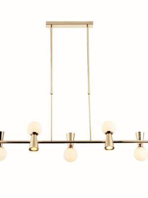 ΚΡΕΜΑΣΤΟ Φ/Σ 5xG9+5xGU10 KIMOLOS ΧΡΥΣΟ ΜΕΤ/ΚΟ + ΛΕΥΚΟ ΓΥΑΛΙ 120Χ26Χ120CM