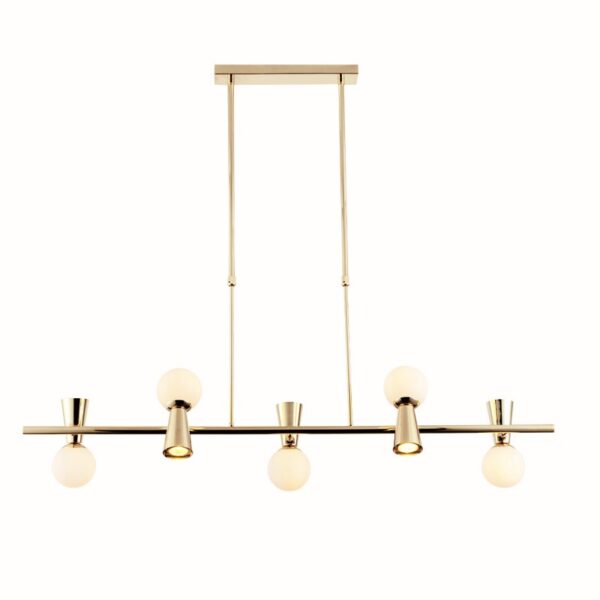 ΚΡΕΜΑΣΤΟ Φ/Σ 5xG9+5xGU10 KIMOLOS ΧΡΥΣΟ ΜΕΤ/ΚΟ + ΛΕΥΚΟ ΓΥΑΛΙ 120Χ26Χ120CM