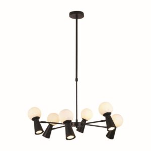 ΚΡΕΜΑΣΤΟ Φ/Σ 6xG9+6xGU10 KIMOLOS ΜΑΥΡΟ ΜΕΤ/ΚΟ + ΛΕΥΚΟ ΓΥΑΛΙ Φ72Χ120CM