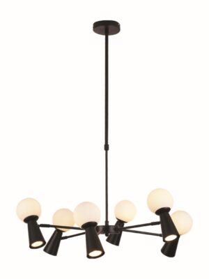 ΚΡΕΜΑΣΤΟ Φ/Σ 6xG9+6xGU10 KIMOLOS ΜΑΥΡΟ ΜΕΤ/ΚΟ + ΛΕΥΚΟ ΓΥΑΛΙ Φ72Χ120CM