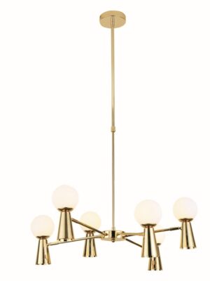 ΚΡΕΜΑΣΤΟ Φ/Σ 6xG9+6xGU10 KIMOLOS ΧΡΥΣΟ ΜΕΤ/ΚΟ + ΛΕΥΚΟ ΓΥΑΛΙ Φ72Χ120CM