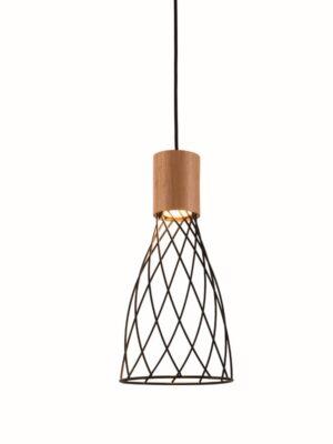 ΚΡΕΜΑΣΤΟ Φ/Σ 1xGU10 TORNADE ΜΑΥΡΟ ΜΕΤ/ΚΟ +ΞΥΛΟ Φ18Χ120CM