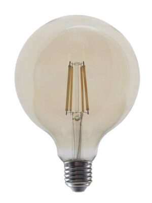 LED FILAMENT E27 DIM G125 10W AMBER 2700K 230V AC 1160LM RA80 30000H 360°