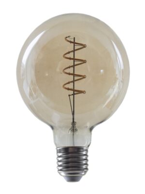 LED FILAMENT E27 G95 4W DIM AMBER SPIRAL 1800K 230V AC 270LM RA80 30000H 360°
