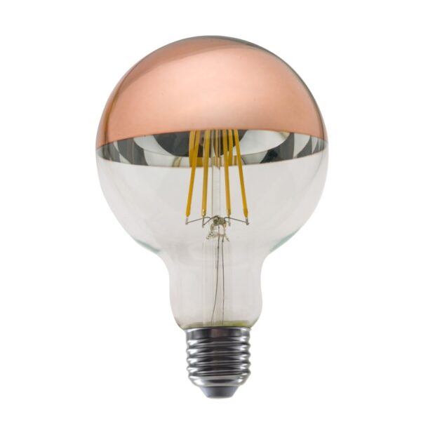 LED FILAMENT E27 DIM G95 8W ROSE GOLD 2700K 230V AC 900LM RA80 30000H 180°