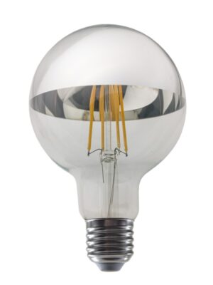 LED FILAMENT E27 DIM G95 8W SILVER 2700K 230V AC 900LM RA80 30000H 180°