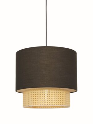 ΚΡΕΜΑΣΤΟ Φ/Σ 2ΧΕ27 NISYROS ΜΑΥΡΟ ΥΦΑΣΜΑ+ΨΑΘΑ ΡΑΤΑΝ D40xH150CM