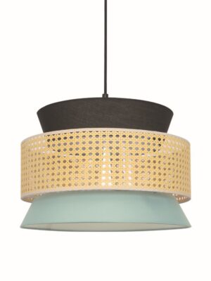 ΚΡΕΜΑΣΤΟ Φ/Σ 1ΧΕ27 NISYROS ΜΑΥΡΟ-ΒΕΡΑΜΑΝ ΥΦΑΣΜΑ+ΨΑΘΑ ΡΑΤΑΝ D40XH150CM