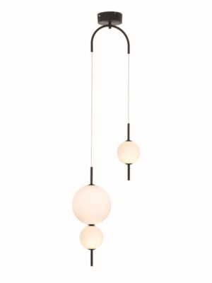 ΚΡΕΜΑΣΤΟ Φ/Σ LED 15W 3000K 1500LM AMELIA ΜΑΥΡΟ ΜΕΤ/ΚΟ+ΛΕΥΚΟ ΓΥΑΛΙ D37XH130CM