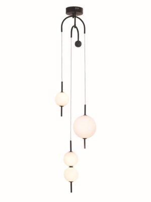 ΚΡΕΜΑΣΤΟ Φ/Σ LED 19W 3000K 1950LM AMELIA ΜΑΥΡΟ ΜΕΤ/ΚΟ+ΛΕΥΚΟ ΓΥΑΛΙ D37XH150CM