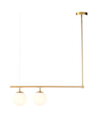 ΚΡΕΜΑΣΤΟ Φ/Σ 2ΧΕ27 ΜΕΤΑΛΛΙΚΟ+ΟΠΑΛ ΓΥΑΛΙ 76X15XH95CM THETIS