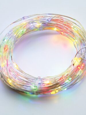 ΛΑΜΠΑΚΙΑ 100 LED ΣΕ ΣΕΙΡΑ RGBY ΜΕ ΜΠΑΤΑΡΙΕΣ 3xΑΑ ΧΡΟΝΟΔΙΑΚΟΠΤΗ & ΚΑΛΩΔΙΟ ΧΑΛΚΟΥ 10m IP44 10mm