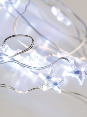 ΛΑΜΠΑΚΙΑ ΔΙΑΚΟΣΜΗΤΙΚΑ ΣΧΕΔΙΟ ΑΣΤΕΡΙΑ 20 LED 1.2W ΨΥΧΡΟ ΛΕΥΚΟ ΑΣΗΜΙ ΚΑΛΩΔΙΟ ΧΑΛΚΟΥ ΚΑΙ ΜΠΑΤΑΡΙΑ 2xAA IP20 2m+100mm