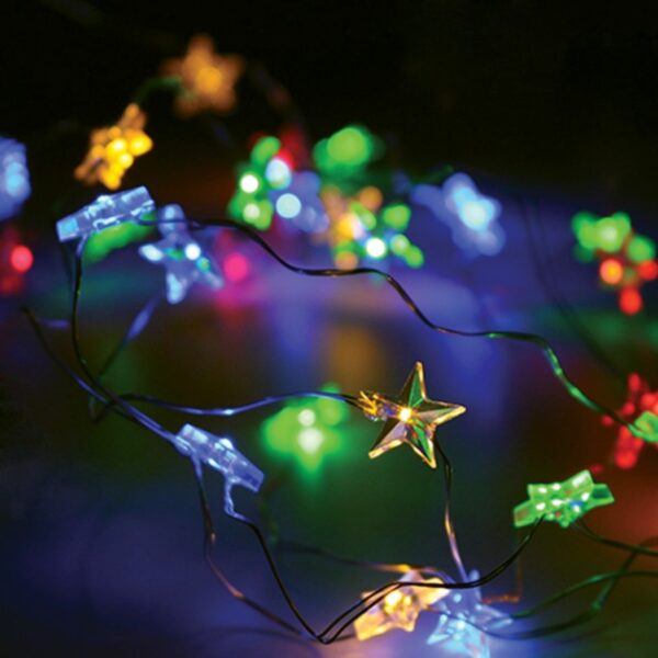 ΛΑΜΠΑΚΙΑ ΔΙΑΚΟΣΜΗΤΙΚΑ ΣΧΕΔΙΟ ΑΣΤΕΡΙΑ 20 LED 1.2W RGBY ΑΣΗΜΙ ΚΑΛΩΔΙΟ ΧΑΛΚΟΥ ΚΑΙ ΜΠΑΤΑΡΙΑ 2xAA IP20 2m+100mm