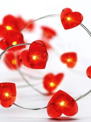 ΛΑΜΠΑΚΙΑ ΔΙΑΚΟΣΜΗΤΙΚΑ ΣΧΕΔΙΟ ΚΑΡΔΙΑ ΚΟΚΚΙΝΗ 20 LED 1.2W ΑΣΗΜΙ ΚΑΛΩΔΙΟ ΧΑΛΚΟΥ ΚΑΙ ΜΠΑΤΑΡΙΑ 2xAA IP20 2m+100mm