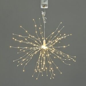 ΛΑΜΠΑΚΙΑ 150 LED ΣΕ ΣΕΙΡΑ ΠΥΡΟΤΕΧΝΗΜΑ ΘΕΡΜΟ ΛΕΥΚΟ ΑΣΗΜΙ ΜΠΑΤΑΡΙΕΣ 4xΑΑ & ΤΗΛΡΧΕΙΡΙΣΤΗΡΙΟ ΜΕ ΚΑΛΩΔΙΟ ΧΑΛΚΟΥ 800mm IP44  Φ250x150mm