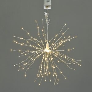 ΛΑΜΠΑΚΙΑ 250 LED ΣΕ ΣΕΙΡΑ ΠΥΡΟΤΕΧΝΗΜΑ ΘΕΡΜΟ ΛΕΥΚΟ ΑΣΗΜΙ ΜΠΑΤΑΡΙΕΣ 4xΑΑ & ΤΗΛΡΧΕΙΡΙΣΤΗΡΙΟ ΜΕ ΚΑΛΩΔΙΟ ΧΑΛΚΟΥ 1000mm IP44  Φ430x250mm