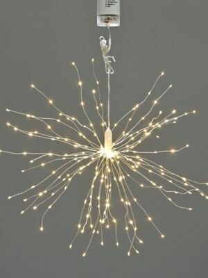 ΛΑΜΠΑΚΙΑ 250 LED ΣΕ ΣΕΙΡΑ ΠΥΡΟΤΕΧΝΗΜΑ ΘΕΡΜΟ ΛΕΥΚΟ ΑΣΗΜΙ ΜΠΑΤΑΡΙΕΣ 4xΑΑ & ΤΗΛΡΧΕΙΡΙΣΤΗΡΙΟ ΜΕ ΚΑΛΩΔΙΟ ΧΑΛΚΟΥ 1000mm IP44  Φ430x250mm