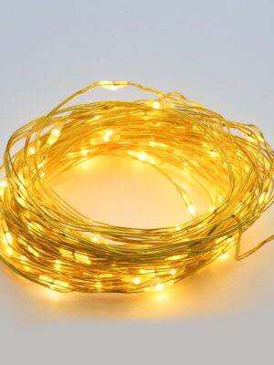 ΛΑΜΠΑΚΙΑ 300 LED 7.2W ΣΕ ΣΕΙΡΑ ΘΕΡΜΟ ΛΕΥΚΟ ΑΝΤΑΠΤΟΡΑ 6VDC ΜΕ 8 ΠΡΟΓΡΑΜΜΑΤΑ & ΧΡΥΣΟ ΚΑΛΩΔΙΟ ΧΑΛΚΟΥ 3m IP44 30mm