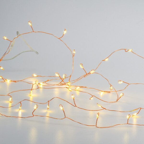 ΛΑΜΠΑΚΙΑ 50 LED 3W ΣΕ ΣΕΙΡΑ ΘΕΡΜΟ ΛΕΥΚΟ ΜΠΑΤΑΡΙΕΣ 3xΑΑ ΜΕ ΧΑΛΚΙΝΟ ΚΑΛΩΔΙΟ ΧΑΛΚΟΥ 2.5m IP20 300mm