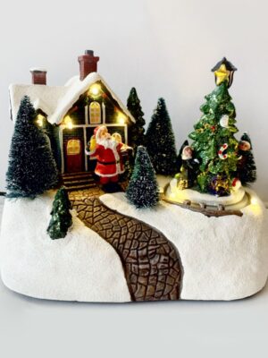 ΧΡΙΣΤΟΥΓΕΝΝΙΑΤΙΚΟ ΔΙΑΚΟΣΜΗTIKO ΧΩΡΙΟ ΠΟΛΥΧΡΩΜΟ LED ΘΕΡΜΟ ΛΕΥΚΟ ΜΟΥΣΙΚΗ & ΚΙΝΗΣΗ ΜΕ ΑΝΤΑΠΤΟΡΑ 4,5V (ΔΕΝ ΣΥΜΠ) ΚΑΙ ΜΠΑΤΑΡΙΑ 3ΧΑΑ (ΔΕΝ ΣΥΜΠ) 190x135x155mm