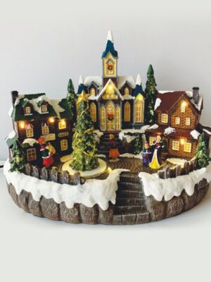 ΧΡΙΣΤΟΥΓΕΝΝΙΑΤΙΚΟ ΔΙΑΚΟΣΜΗTIKO ΧΩΡΙΟ ΠΟΛΥΧΡΩΜΟ LED ΘΕΡΜΟ ΛΕΥΚΟ ΜΟΥΣΙΚΗ & ΚΙΝΗΣΗ ΜΕ ΑΝΤΑΠΤΟΡΑ 4,5V (ΔΕΝ ΣΥΜΠ) ΚΑΙ ΜΠΑΤΑΡΙΑ 3ΧΑΑ (ΔΕΝ ΣΥΜΠ) 285x180x255mm