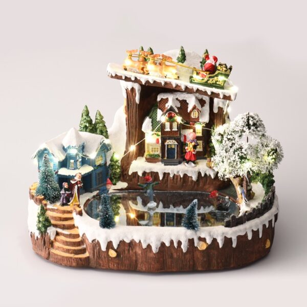 ΧΡΙΣΤΟΥΓΕΝΝΙΑΤΙΚΟ ΔΙΑΚΟΣΜΗTIKO ΧΩΡΙΟ ΠΟΛΥΧΡΩΜΟ LED ΘΕΡΜΟ ΛΕΥΚΟ ΜΟΥΣΙΚΗ & ΚΙΝΗΣΗ ΜΕ ΑΝΤΑΠΤΟΡΑ 4,5V (ΔΕΝ ΣΥΜΠ) ΚΑΙ ΜΠΑΤΑΡΙΑ 3ΧΑΑ (ΔΕΝ ΣΥΜΠ) 320x230x240mm