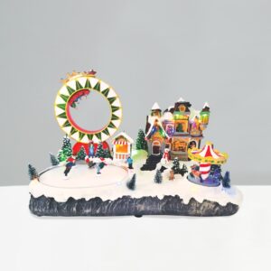 ΧΡΙΣΤΟΥΓΕΝΝΙΑΤΙΚΟ ΔΙΑΚΟΣΜΗΤΙΚΟ ΧΩΡΙΟ ΜΕ ΚΑΡΟΥΖΕΛ & ΠΑΤΙΝΑΖ LED RGB ΜΕ ΜΟΥΣΙΚΗ & ΚΙΝΗΣΗ 4.5V (ΑΝΤΑΠ) & ΜΠΑΤΑΡΙΕΣ 3xΑΑ 480Χ290Χ290mm