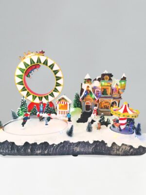 ΧΡΙΣΤΟΥΓΕΝΝΙΑΤΙΚΟ ΔΙΑΚΟΣΜΗΤΙΚΟ ΧΩΡΙΟ ΜΕ ΚΑΡΟΥΖΕΛ & ΠΑΤΙΝΑΖ LED RGB ΜΕ ΜΟΥΣΙΚΗ & ΚΙΝΗΣΗ 4.5V (ΑΝΤΑΠ) & ΜΠΑΤΑΡΙΕΣ 3xΑΑ 480Χ290Χ290mm