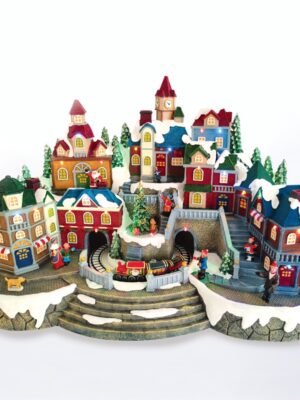 ΧΡΙΣΤΟΥΓΕΝΝΙΑΤΙΚΟ ΔΙΑΚΟΣΜΗΤΙΚΟ ΧΩΡΙΟ ΠΟΛΥΧΡΩΜΟ LED RGB ΜΕ ΜΟΥΣΙΚΗ 4.5V (ΑΝΤΑΠ) & ΜΠΑΤΑΡΙΕΣ 3xΑΑ 510Χ300Χ355mm