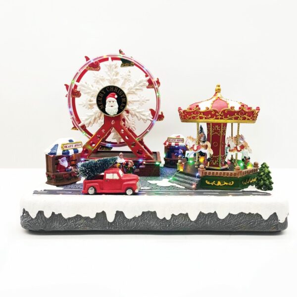 ΧΡΙΣΤΟΥΓΕΝΝΙΑΤΙΚΟ ΔΙΑΚΟΣΜΗTIKO ΧΩΡΙΟ ΜΕ ΠΑΤΙΝΑΖ & ΡΟΔΑ ΠΟΛΥΧΡΩΜΟ LED ΘΕΡΜΟ ΛΕΥΚΟ ΜΟΥΣΙΚΗ ME ΑΝΤΑΠΤΟΡΑ 4,5V (ΔΕΝ ΣΥΜΠ) 400x270x305mm