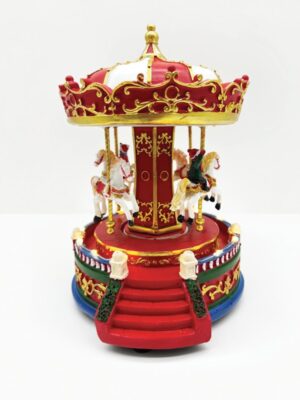 ΧΡΙΣΤΟΥΓΕΝΝΙΑΤΙΚΟ ΔΙΑΚΟΣΜΗTIKO ΧΩΡΙΟ ΜΕ ΚΑΡΟΥΖΕΛ ΠΟΛΥΧΡΩΜΟ LED ΘΕΡΜΟ ΛΕΥΚΟ ΜΟΥΣΙΚΗ ΜΠΑΤΑΡΙΑ 3ΧΑΑ 150x165x215mm