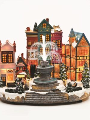 ΧΡΙΣΤΟΥΓΕΝΝΙΑΤΙΚΟ ΔΙΑΚΟΣΜΗΤΙΚΟ ΧΩΡΙΟ ΣΥΝΤΡΙΒΑΝΙ LED ΘΕΡΜΟ ΛΕΥΚΟ ΕΝΑΛΛΑΓΗ ΧΡΩΜΑΤΩΝ ΜΟΥΣΙΚΗ ΜΕ ΑΝΤΑΠΤΟΡΑ 4,5V (ΔΕΝ ΣΥΜΠ) 335x220x260mm