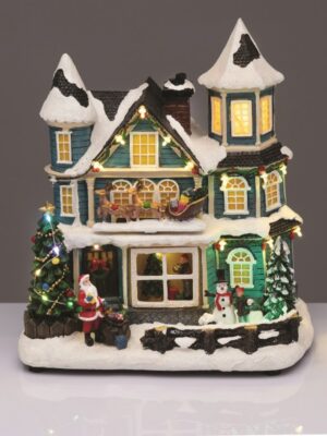 ΧΡΙΣΤΟΥΓΕΝΝΙΑΤΙΚΟ ΔΙΑΚΟΣΜΗTIKO ΣΠΙΤΙ ΜΕ ΕΚΛΗΘΡΟ ΠΟΛΥΧΡΩΜΟ LED ΜΟΥΣΙΚΗ ME ΑΝΤΑΠΤΟΡΑ 4,5V (ΔΕΝ ΣΥΜΠ) ΚΑΙ ΜΠΑΤΑΡΙΑ 3ΧΑΑ  (ΔΕΝ ΣΥΜΠ) 260x165x290mm