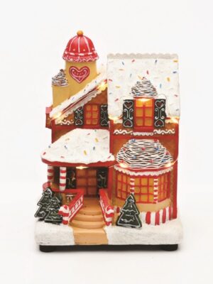 ΧΡΙΣΤΟΥΓΕΝΝΙΑΤΙΚΟ ΔΙΑΚΟΣΜΗTIKO ΣΠΙΤΙ ΜΕ ΖΑΧΑΡΩΤΑ LED ΘΕΡΜΟ ΛΕΥΚΟ ΜΟΥΣΙΚΗ ME ΑΝΤΑΠΤΟΡΑ 4,5V (ΔΕΝ ΣΥΜΠ) ΚΑΙ ΜΠΑΤΑΡΙΑ 3ΧΑΑ (ΔΕΝ ΣΥΜΠ) 140x110x185mm