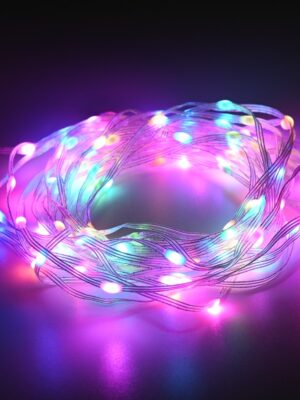 ΛΑΜΠΑΚΙΑ 100 LED ΣΕ ΣΕΙΡΑ ΕΞΥΠΝΗ ΣΥΝΔΕΣΗ RGB REMOTE & ARR USB ΜΕ ΚΑΛΩΔΙΟ ΔΙΑΦΑΝΟ 3m IP44 10mm