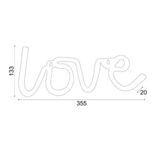 LOVE, 118 NEON LED ΛΑΜΠΑΚΙΑ ΜΕ ΜΠΑΤΑΡΙΑ (3xAA)/USB, WW, IP20, 35.5x2x13cm