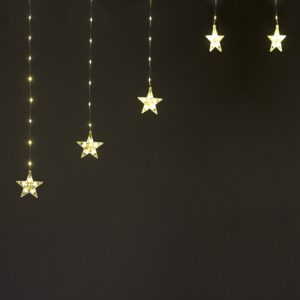 ΛΑΜΠΑΚΙΑ ΚΟΥΡΤΙΝΑ ΣΕ ΣΧΗΜΑ ΑΣΤΕΡΙ 222 LED ΘΕΡΜΟ ΛΕΥΚΟ ΑΝΤΑΠΤΟΡΑ & 8 ΠΡΟΓΡΑΜΜΑΤΑ ME ΔΥΝΑΤΟΤΗΤΑ ΕΠΕΚΤAΣΗΣ MAX 3 ΣΕΤ ΚΑΛΩΔΙΟ ΧΑΛΚΟΥ 3mm IP20 30x12mm