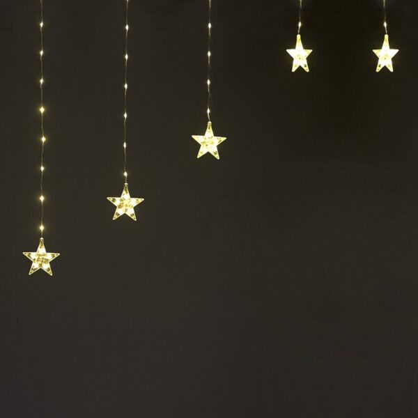 ΛΑΜΠΑΚΙΑ ΚΟΥΡΤΙΝΑ ΣΕ ΣΧΗΜΑ ΑΣΤΕΡΙ 222 LED ΘΕΡΜΟ ΛΕΥΚΟ ΑΝΤΑΠΤΟΡΑ & 8 ΠΡΟΓΡΑΜΜΑΤΑ ME ΔΥΝΑΤΟΤΗΤΑ ΕΠΕΚΤAΣΗΣ MAX 3 ΣΕΤ ΚΑΛΩΔΙΟ ΧΑΛΚΟΥ 3mm IP20 30x12mm