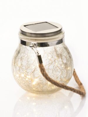 ΓΥΑΛΙΝΟ ΒΑΖΟ ΜΕ ΑΣΗΜΙ ΚΑΠΑΚΙ ΜΕ 30 LED ΗΛΙΑΚΑ ΛΑΜΠΑΚΙΑ ΣΕ ΣΕΙΡΑ ΘΕΡΜΟ ΛΕΥΚΟ ΜΕ ΚΑΛΩΔΙΟ ΧΑΛΚΟΥ IP44 Φ125x145mm