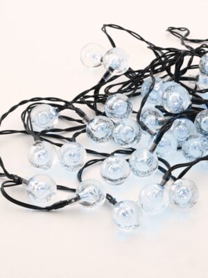 ΔΙΑΚΟΣΜΗΤΙΚΑ ΛΑΜΠΑΚΙΑ ΣΤΡΟΓΓΥΛΑ  ΠΛΑΣΤΙΚΑ 30 LED ΣΕ ΣΕΙΡΑ SOLAR FLASH ΣΕ ΣΕΙΡΑ ΘΕΡΜΟ ΛΕΥΚΟ ΜΕ ΜΠΑΤΑΡΙΕΣ ΜΕ ΚΑΛΩΔΙΟ ΜΑΥΡΟ 2mm IP20 4.35mm