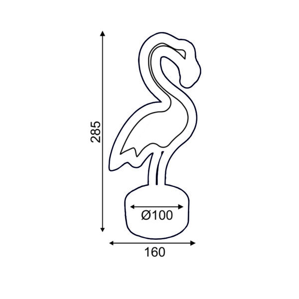 ΦΛΑΜΙΝΓΚΟ, 49 NEON LED ΛΑΜΠΑΚΙΑ ΜΕ ΜΠΑΤΑΡΙΑ (3xAA)/USB, ΡΟΖ, IP20, 16x10x28.5cm