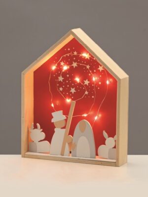 ΧΡΙΣΤΟΥΓΕΝΝΙΑΤΙΚΟ ΔΙΑΚΟΣΜΗΤΙΚΟ ΞΥΛΙΝΟ ΣΠΙΤΙ ΚΟΚΚΙΝΟ 10 LED ΘΕΡΜΟ ΛΕΥΚΟ ΜΕ ΜΠΑΤΑΤΑΡΙΕΣ 2ΧΑAΑ IP20 200x450x250mm