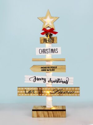 ΧΡΙΣΤΟΥΓΕΝΝΙΑΤΙΚΗ ΔΙΑΚΟΣΜΗΤΙΚΗ ΞΥΛΙΝΗ ΔΕΝΤΡΟ 10 LED ΘΕΡΜΟ ΛΕΥΚΟ ΜΕ ΜΠΑΤΑΤΑΡΙΕΣ 2XAA IP20 225Χ50x380mm