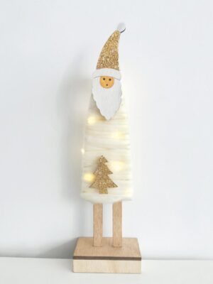 ΧΡΙΣΤΟΥΓΕΝΝΙΑΤΙΚΟΣ ΔΙΑΚΟΣΜΗΤΙΚΟΣ ΞΥΛΙΝΟΣ ΑΓΙΟΣ ΒΑΣΙΛΗΣ 12 MINI LED ΘΕΡΜΟ ΛΕΥΚΟ ΜΕ ΜΠΑΤΑΤΑΡΙΕΣ 2XAΑA IP20 95x55x340mm