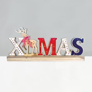 ΧΡΙΣΤΟΥΓΕΝΝΙΑΤΙΚΟ ΔΙΑΚΟΣΜΗΤΙΚΟ ΞΥΛΙΝΟ 2 XMAS 26 MINI LED ΘΕΡΜΟ ΛΕΥΚΟ ΜΕ ΜΠΑΤΑΤΑΡΙΕΣ 3xAA IP20 450x35x200mm