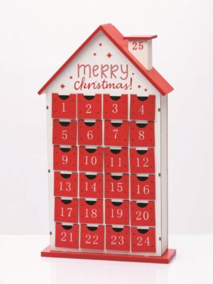 ΧΡΙΣΤΟΥΓΕΝΝΙΑΤΙΚΟ ΔΙΑΚΟΣΜΗΤΙΚΟ ΞΥΛΙΝΟ ΗΜΕΡΟΛΟΓΙΟ ΣΠΙΤΙ ΜΕ ΣΥΡΤΑΡΙΑ ΚΟΚΚΙΝΟ 1240*75*425mm