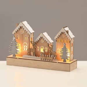 ΧΡΙΣΤΟΥΓΕΝΝΙΑΤΙΚΟ ΔΙΑΚΟΣΜΗΤΙΚΟ ΞΥΛΙΝΟ ΧΩΡΙΟ 10 LED ΘΕΡΜΟ ΛΕΥΚΟ ΜΕ ΜΠΑΤΑΤΑΡΙΕΣ 2ΧΑΑ IP20 250x70x150mm